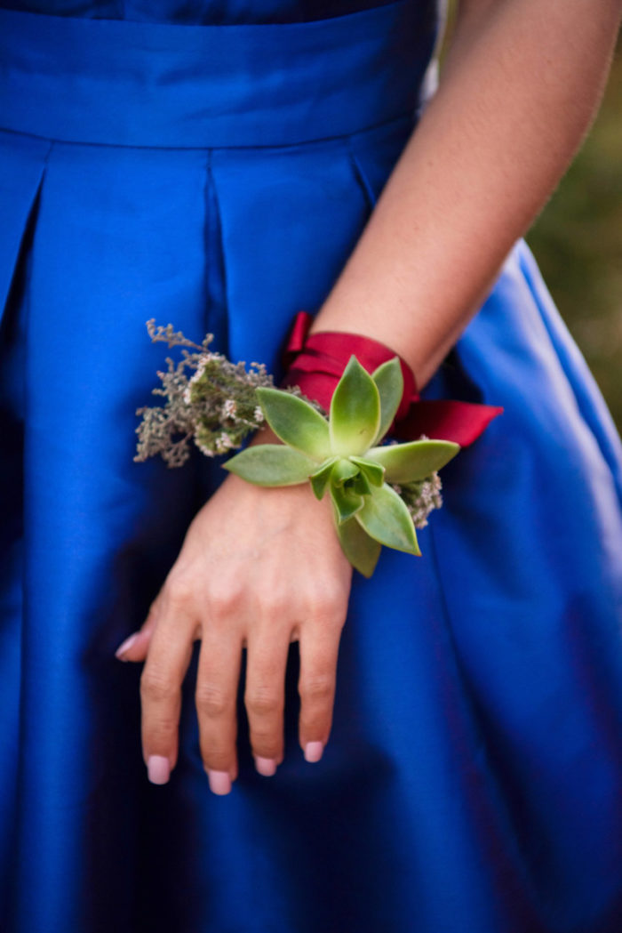 Wedding Corsage Succulents Ribbon