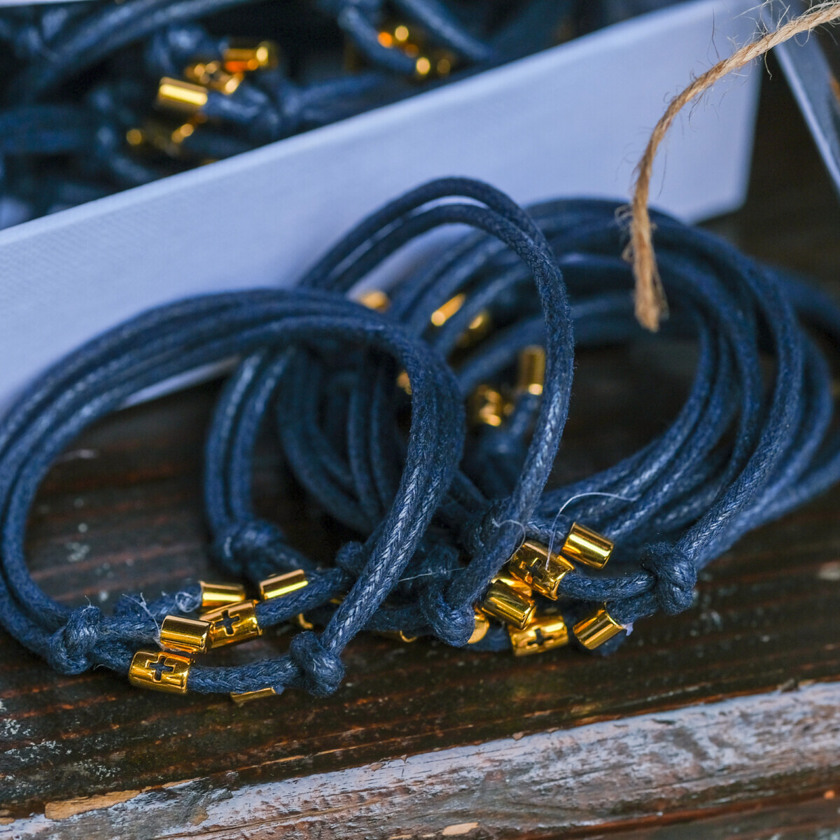 Witness Pins for a Christening Blue Leather Gold Cross