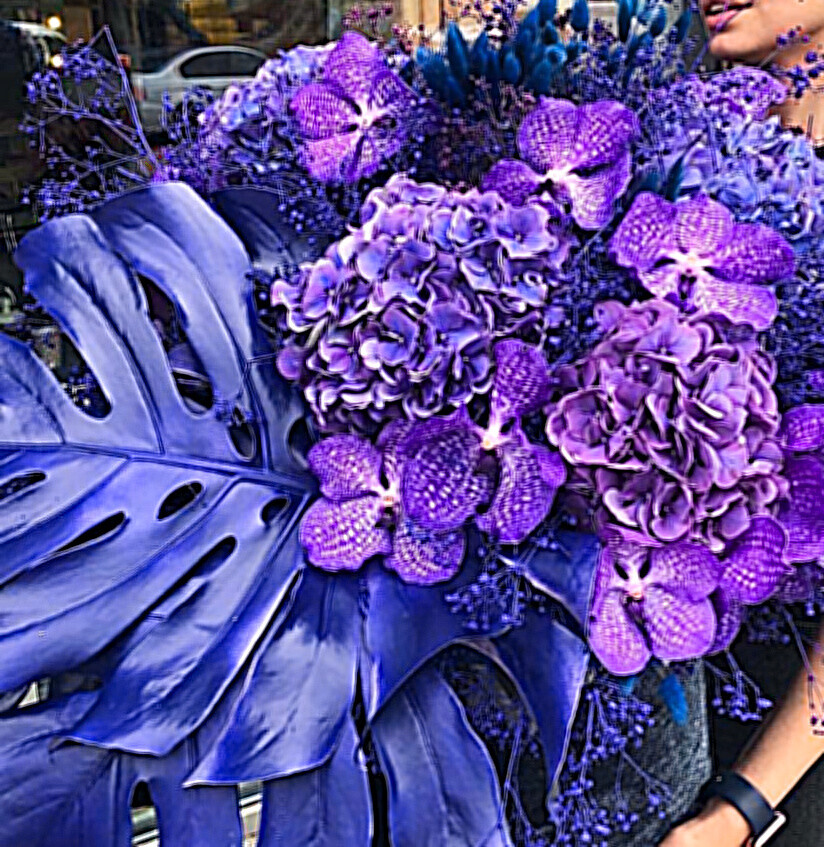 Bouquet Lilac Vanda Hydrangeas Gypsophila Monsteras