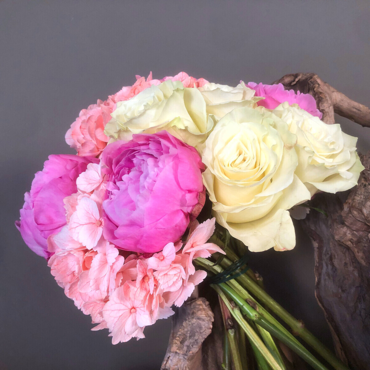 Bridal Bouquet Fuchsia Peonies Hydrangeas Roses