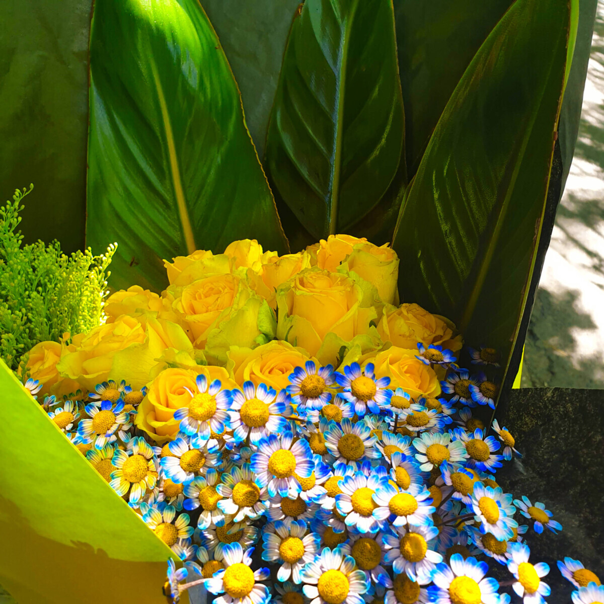 Bouquet Roses Chamomile Solidago