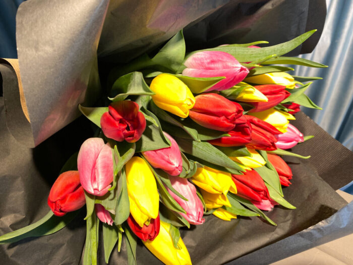 Bouquet Tulips Red Yellow Orange Pink