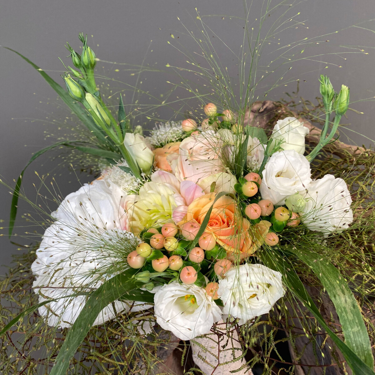 Bridal Bouquet Panicum Dahlias Hydrangeas