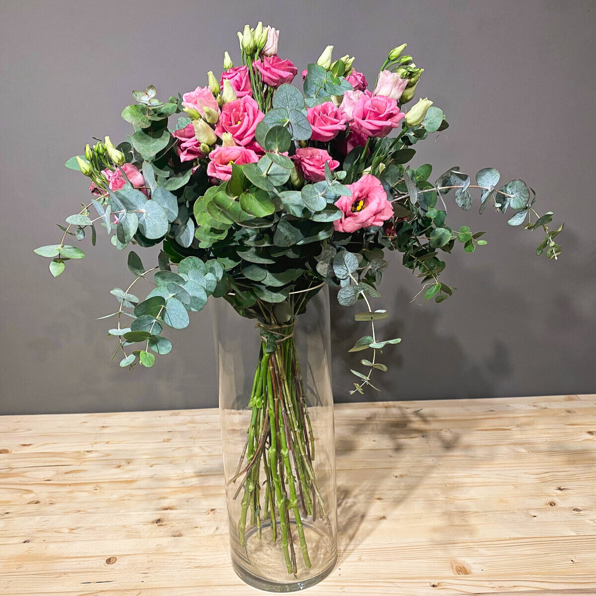 Bouquet Pink Lisianthus Eucalyptus