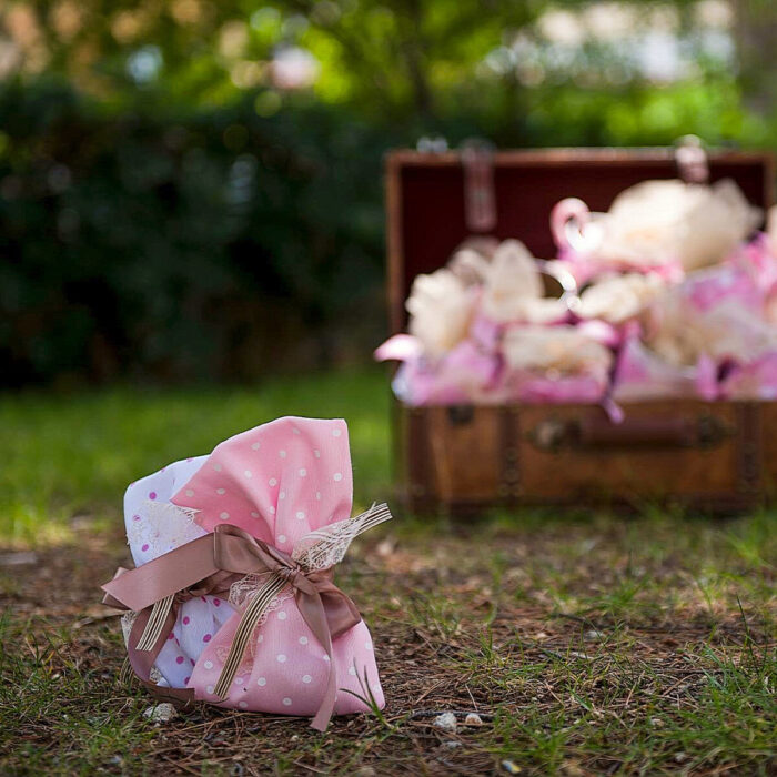 Christening Bonbonniere Polka Dots White & Pink