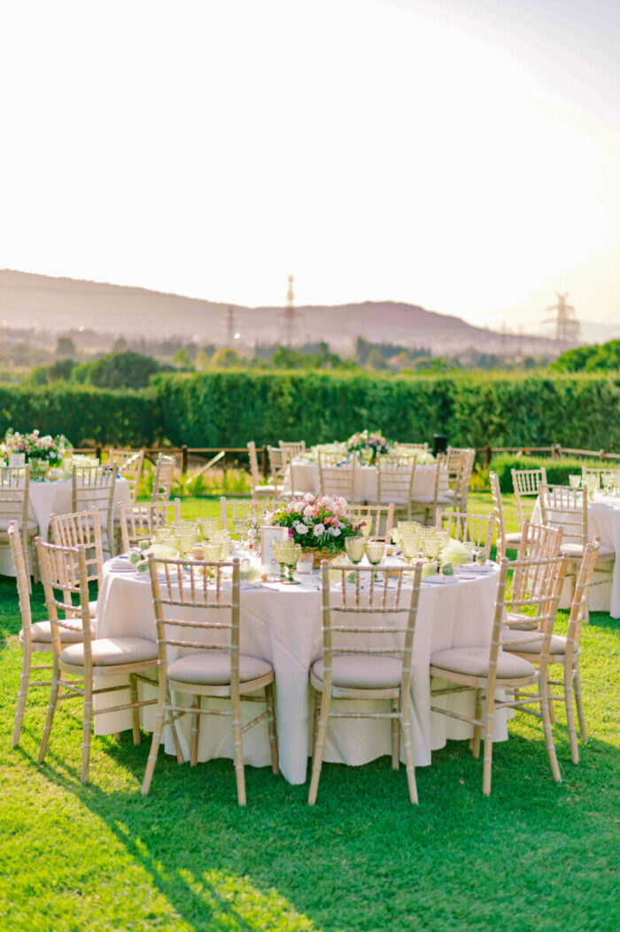 Wedding Table Decoration Wicker Baskets Spring Flowers